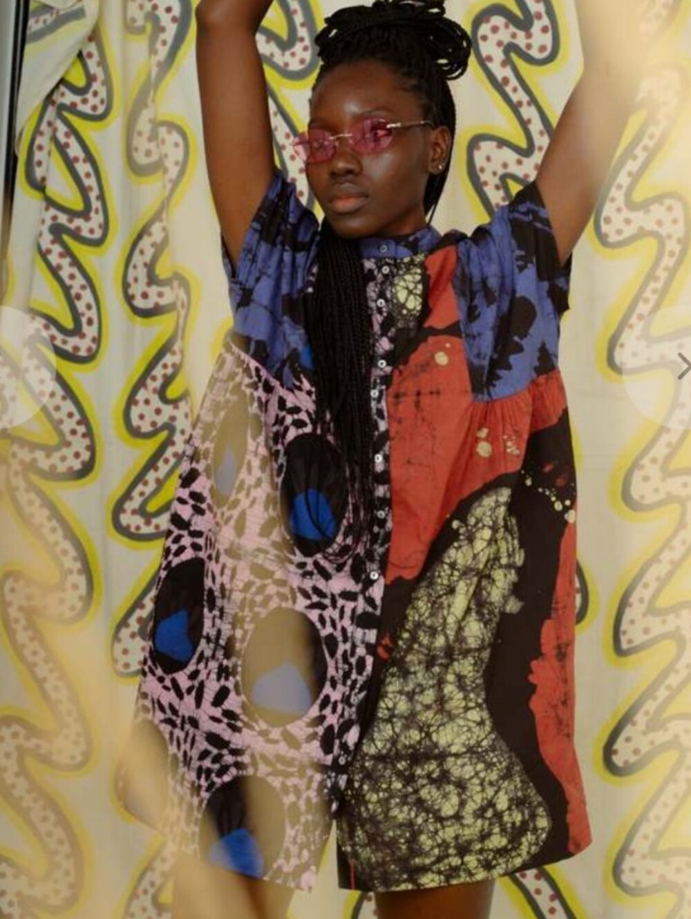 Osei Duro Bata Dress Hocus Pocus Purple Yellow Button Down Small - Picture 3 of 13